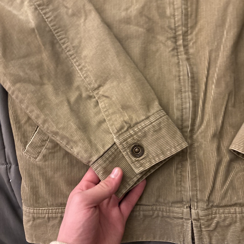 Y2K Billabong Jacket Beige Corduroy Zip Bomber Sherpa Lined Men's Large - Picture 2 of 10